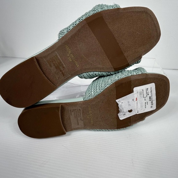 Nordstrom Size 7.5 Mint Green Knotted Slide Beachy Flat Sandals Womens - Picture 5 of 9